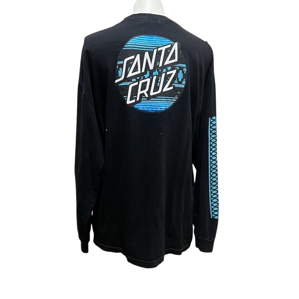 Santa Cruz Long Sleeve Graphic T-Shirt Men's XL Black Blue Wave Dot Logo - Picture 8 of 10
